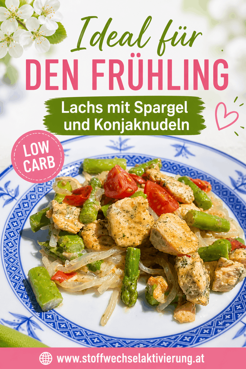 Lachs mit Spargel und Konjaknudeln – leicht, aromatisch & perfekt für den Frühling