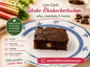 Schoko-Rhabarber-Kuchen – saftig, schokoladig & ohne Zucker