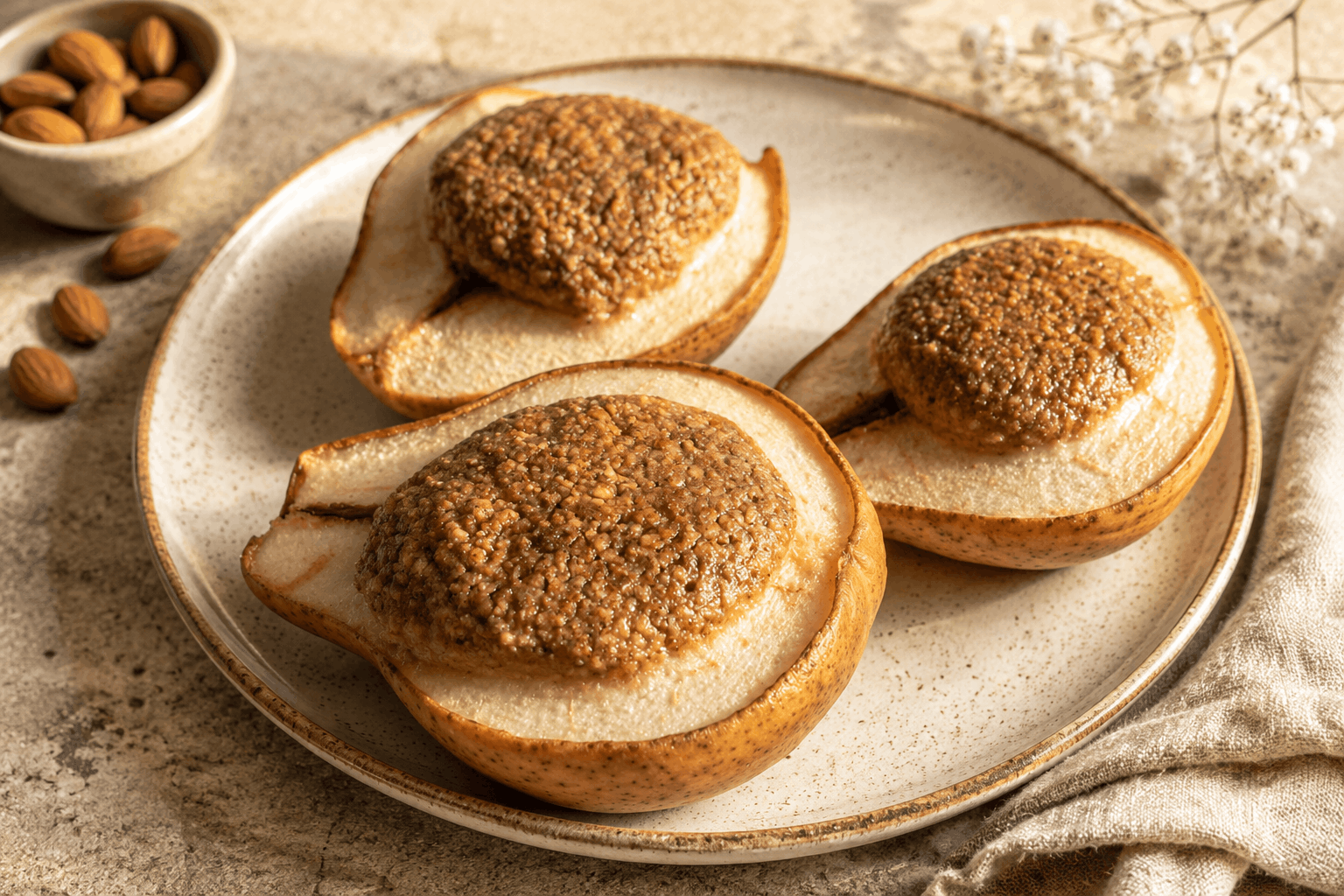 Birnen mit Mandelfüllung – ein feines Low-Carb-Dessert