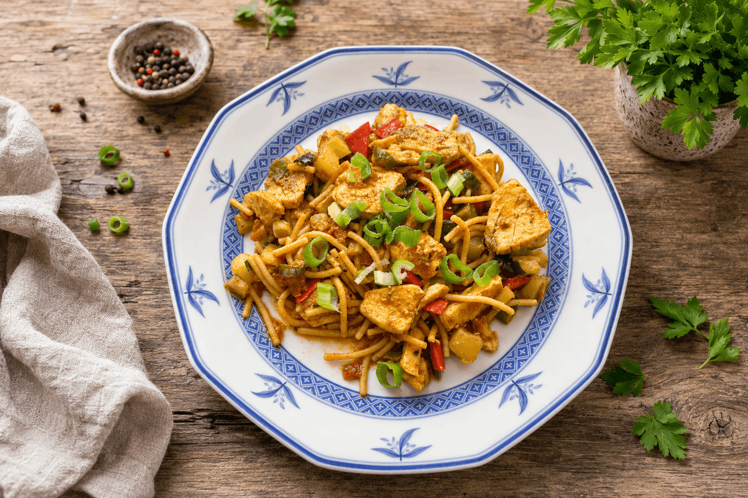Lachs-Gemüse-Sauce mit Low-Carb-Nudeln – schnell, aromatisch & cremig