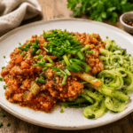 Vegane Lupinen-Bolognese – wie das Original, nur pflanzlich Vegane Lupinen-Bolognese – wie das Original, nur pflanzlich