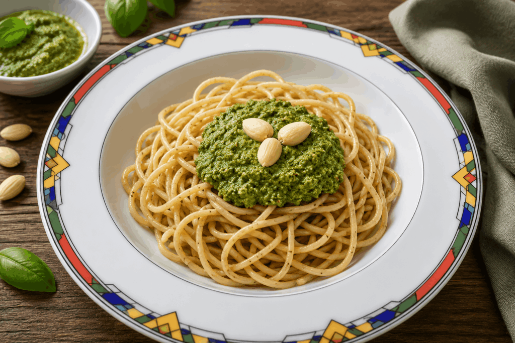 Lupinenspaghetti mit Brokkolipesto – grün, cremig und blitzschnell