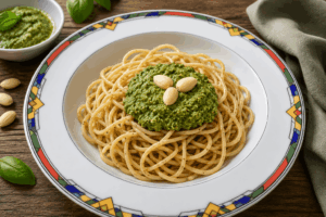 Lupinenspaghetti mit Brokkolipesto – grün, cremig und blitzschnell