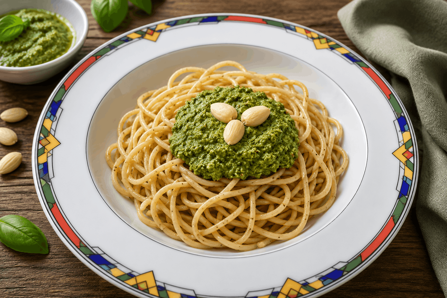 Lupinenspaghetti mit Brokkolipesto – grün, cremig und blitzschnell